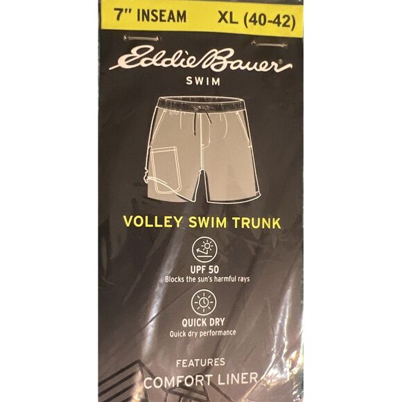 New $46 Eddie Bauer Volley Swim Trunks Shorts Men Green‎ Orca Lined EMS4384 XL - Picture 8 of 8